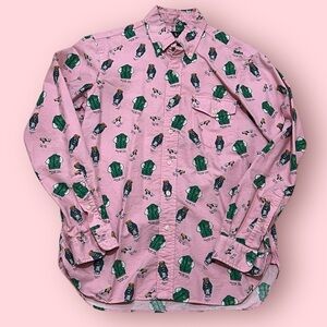 Ralph Lauren Polo Men’s Classic Bear Design Pocket Button Down Shirt (Pink)